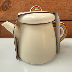 Target Pride Stoneware Teapot Rainbow Handle Lid Cream Ceramic Kitchen Decor New